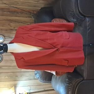 Worthington Red Wool Blazer Career Jacket Size 14 Office Business Fall Preown